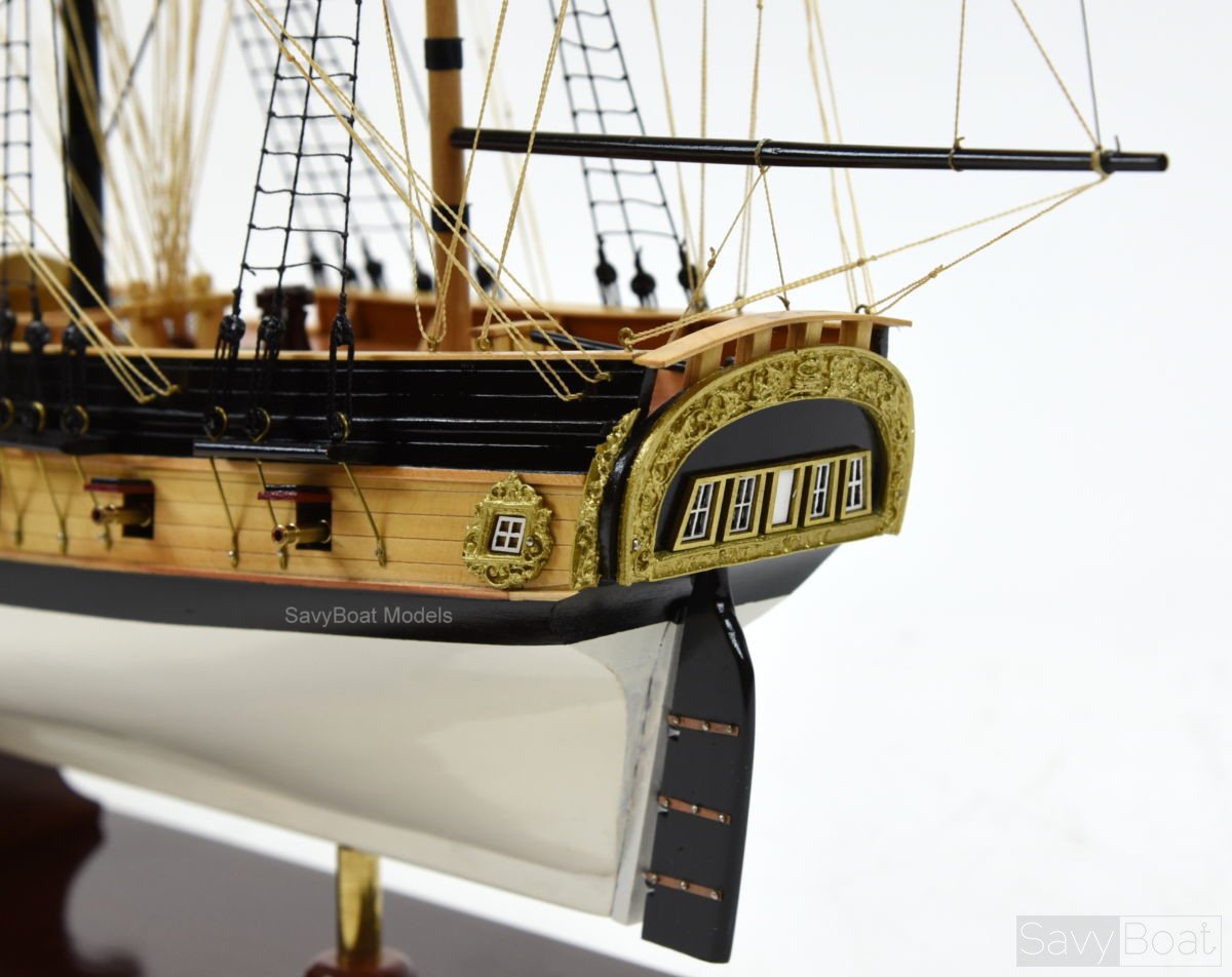 Handmade Wooden USS Rattlesnake Tall Ship Model 28