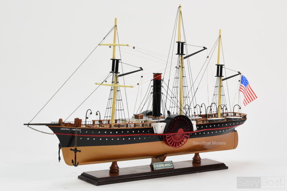 SS Central America "Ship of Gold" Handmade Wooden Steamship Model 27" 