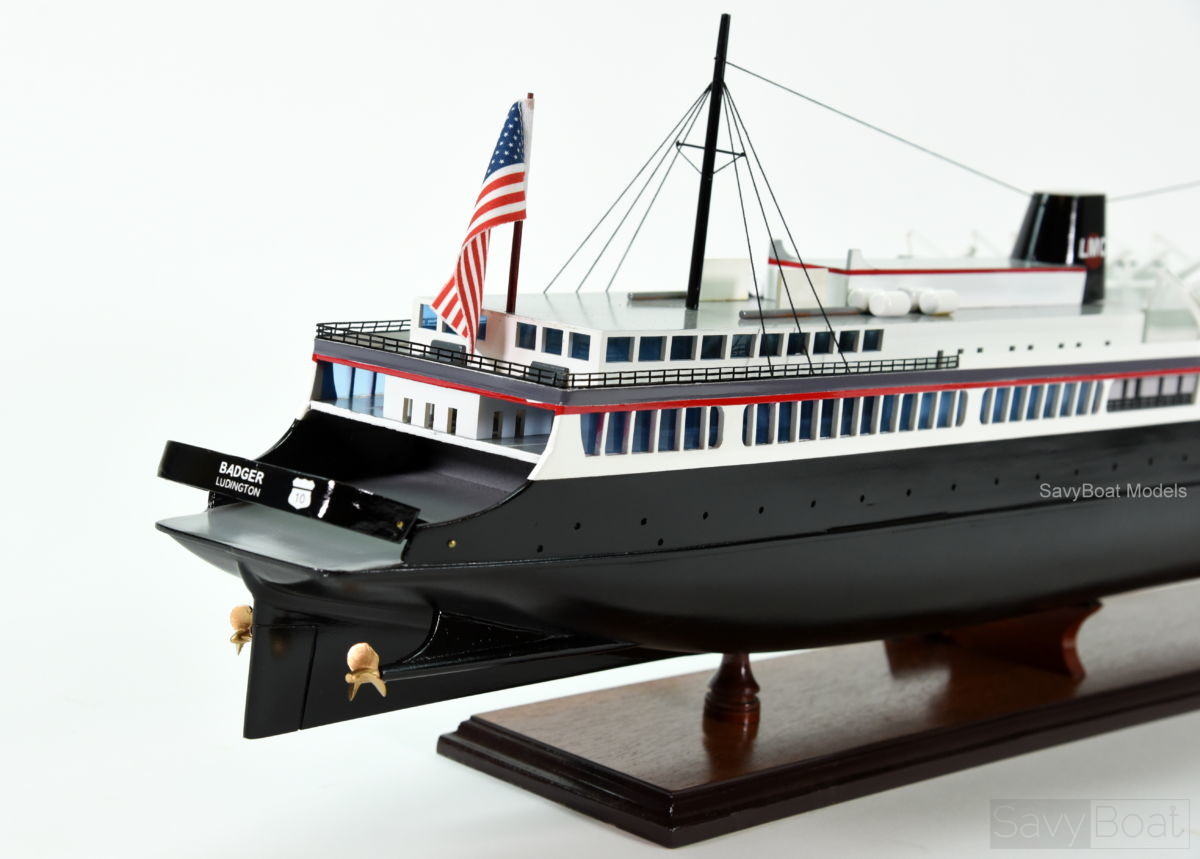 SS Badger Passenger & Vehicle Ferry Handmade Wooden Ship Model 36