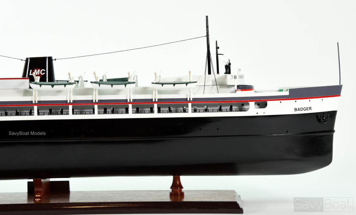 SS Badger Passenger & Vehicle Ferry Handmade Wooden Ship Model 36