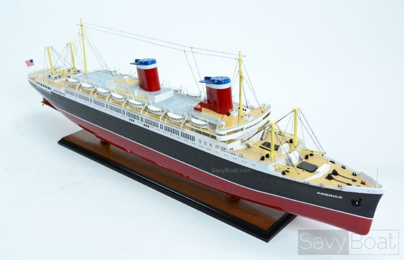 SS AMERICA Ocean Liner Handmade Wooden Ship Model SavyBoat