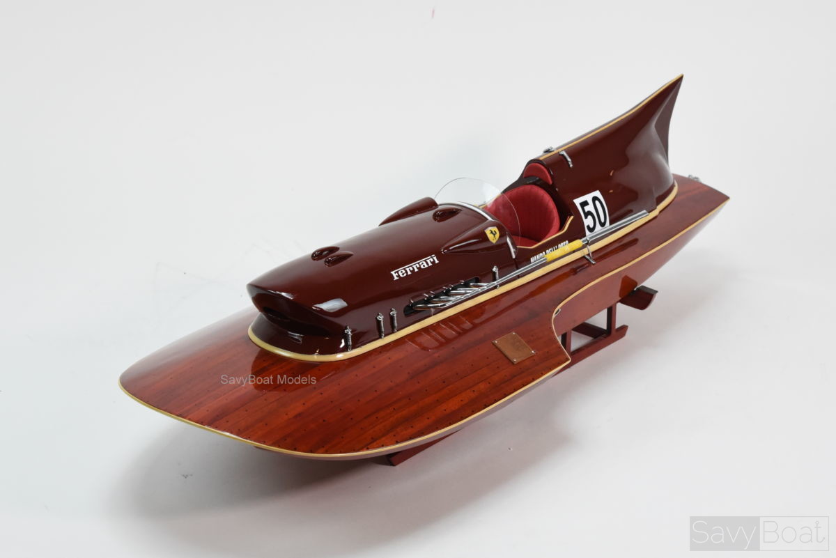 Arno Ferrari Hydroplane Racing Speed Boat 32" Wood Model Assembled 