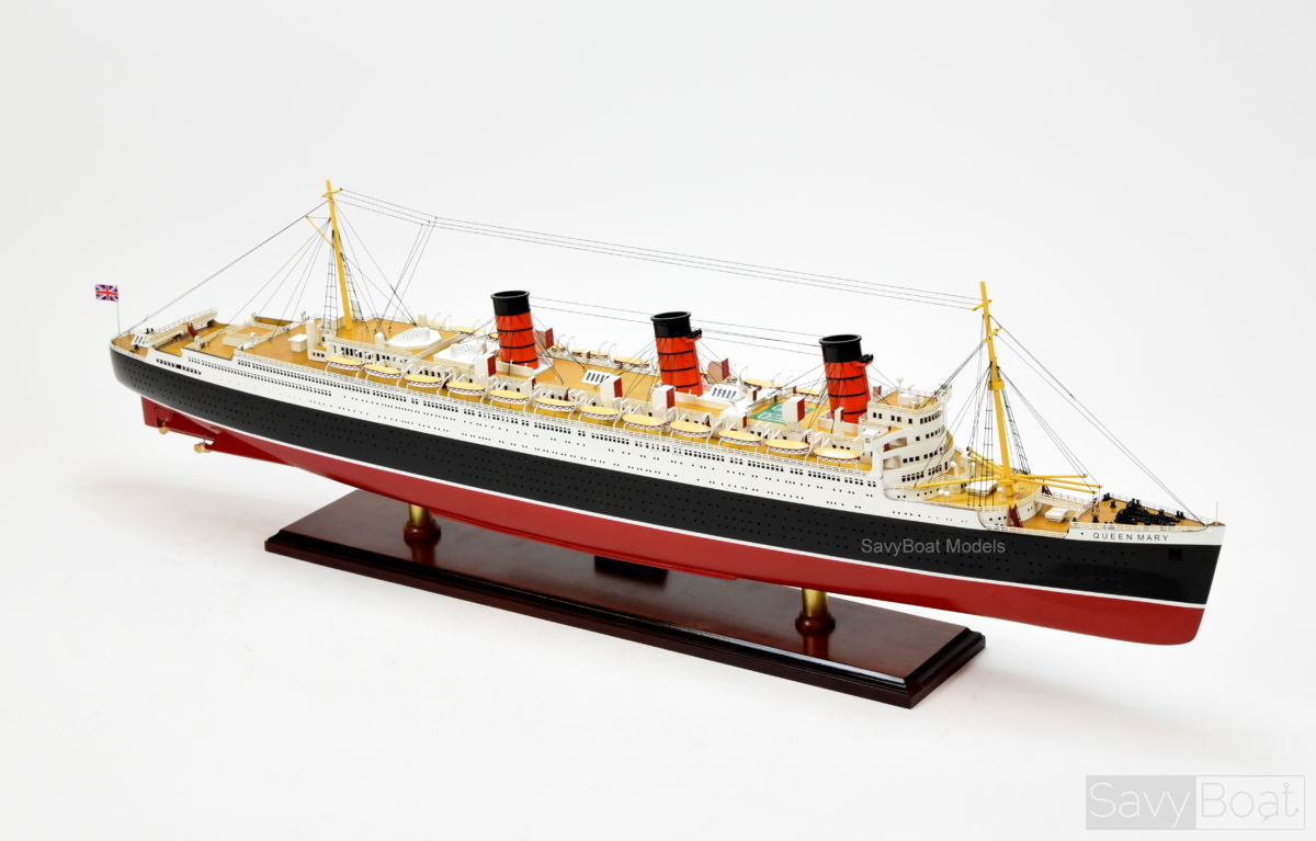 Queen Mary ocean liner Cunard Line - Handmade Wooden Ship 