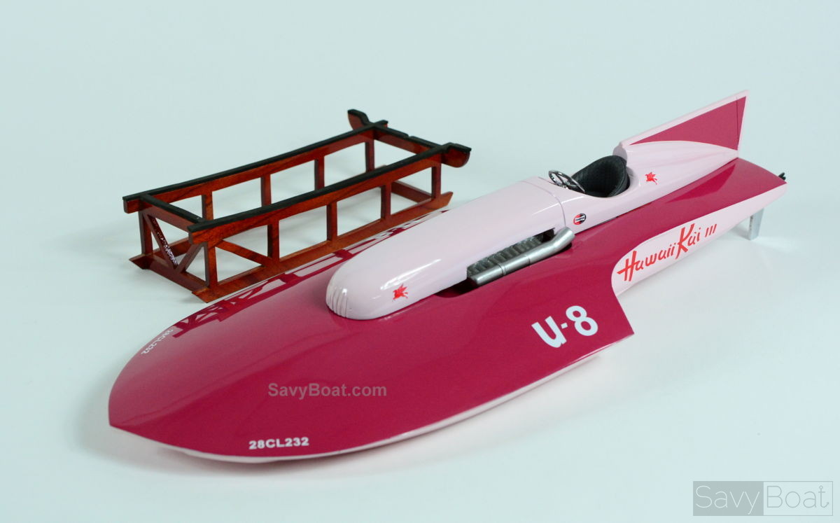 U-8 Hawaii Kai III Hydroplane Wooden Racing Boat Model 26" NEW 