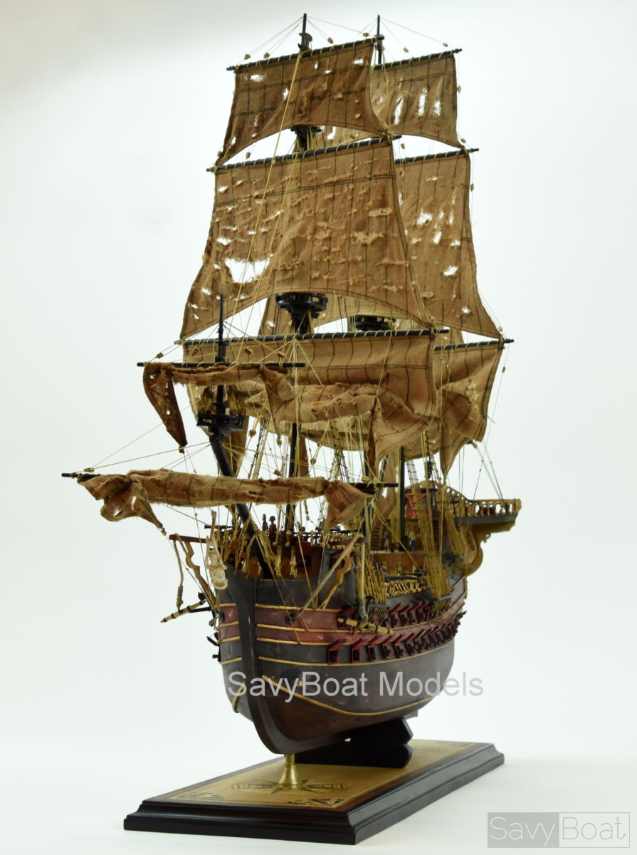Jolly Roger Pirate Ship Handcrafted Wooden Model Ship High ...